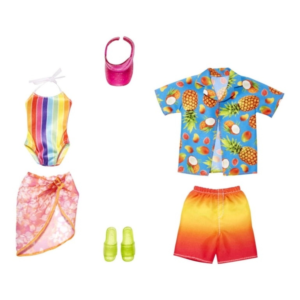 Barbie Fashions Doll Clothing Beach 2-Pack for Barbie and Ken (2 Swim Outfits) - Picture 4 of 4